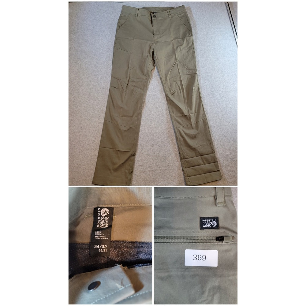 Mountain Hardwear Mens Hiking Pants 34x32 Olive Green Outdoor Trail Trousers